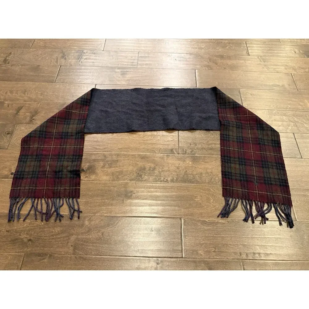 Polo Ralph Lauren Unisex Plaid Multicolor Wool Blend Scarf One Size 72x10 Italy